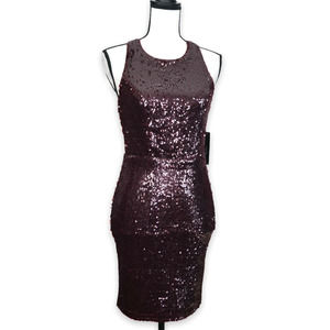 Lulu's Red Sequin Dress Size S Bodycon Cut Out Strappy Cage Back Burgundy‎ Party
